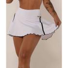 Short-Saia fitness Branco com short embutido