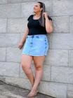 Short Saia Jeans, Barra Desfiada, Plus Size