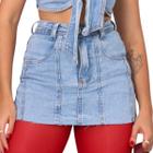 Short Saia Jeans feminino cintura alta