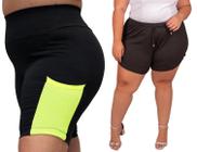 Short Shortinho de Academia Plus Size Fitness Malha Neopremi E Bermuda Short Canelado Malha Moda Verão Soltinho