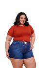 Shorte plus size jeans lycra com brilho