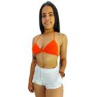 Shortinho Curto Feminino Furadinho Academia Saída De Praia