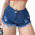 Shortinho Jeans Feminino Destroyed Hot Pants Empina Bumbum Detonado Barra Desfiada