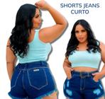 Shortinhos Jeans Curto Bermuda Feminina Detalhe Desfiado Roupa Mulher