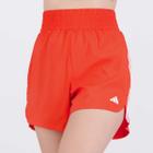 Shorts Adidas Pacer Training 3 Listras Feminino Laranja