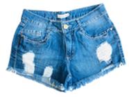 Shorts Adulto Feminino LP11034 Tam 36 -  Lemier Jeans Rasgado Strass