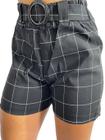 Shorts Cintura Alta Clochard Bengaline Xadrez R09