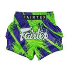 Shorts de boxe Muay Thai Fairtex Slim Cut verde/azul 4XL