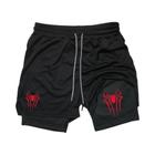 Shorts de Compressão Esportivos Masculinos Y2K - Design 2 em 1 com Estampa de Aranha