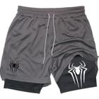 Shorts de Compressão Esportivos Masculinos Y2K - Design 2 em 1 com Estampa de Aranha