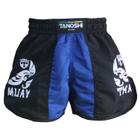 Shorts de Luta Azul Kan Tanoshi estampado para Muaythai Sanda Kickboxing