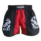 Shorts de Luta Vermelho Kan Tanoshi estampado para Muaythai Sanda Kickboxing