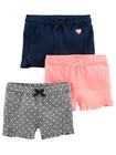 Shorts de malha Simple Joys by Carter's Girls 2T, pacote com 3 rosa/cinza/azul marinho