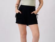 Shorts Fem Riu Kiu 11002 Canelado com Bolso - Preto