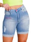 Shorts Feminino Jeans Bordado Juliana Meia Coxa