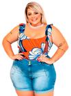 Shorts Feminino Jeans Com Elastano Plus Size, Até 54