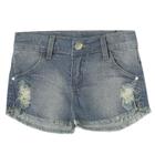 Shorts Infantil Look Jeans Barra Desfiada Jeans - UNICA - 2