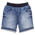 Shorts Infantil Look Jeans c/ Ribana Moletom Jeans