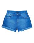 Shorts Jeans Azul Claro Barra Desfiada Feminino