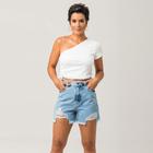 Shorts Jeans Barra Desfiada Feminino Disparate