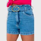 Shorts Jeans Com Cinto e Fivela Feminino Revanche Namur