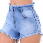 Shorts Jeans Hot Pants Preto Desfiado Estilo Destroyed Feminino c