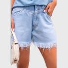 Shorts Jeans Gode Botão Forrado e Barra Desfiada Feminino Revanche Zierbena