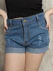 Shorts Jeans Menina Juvenil Com Lycra Tendência Casual Estilo Premium
