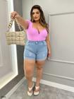Shorts Jeans Plus Size com Bordado com Lycra Pimenta Original