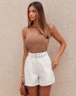 Shorts linho fem alfaiataria com cinto revestido 24429