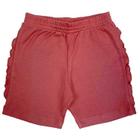 Shorts liso infantil rosa malva com babado franzido verão