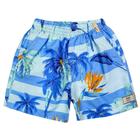 Shorts Look Jeans Elástico Estampado - AZUL - 01
