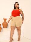 Shorts Meia Coxa Plus Size em Bengaline com cinto