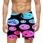 Shorts Praia Verão Bermuda Short Emoji Cartoon Azul Rosa 6