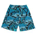 Shorts Praia Verão Bermuda Short Shark Tubarão Cartoon Azul 50