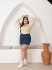 Shorts Saia Feminino Em Alfaiataria Plus Size