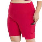 Shorts Suplex Esportivo c/Bolsos Laterais Cós Alto Confort Plus Size Moda Feminina Fitness 3039.C1