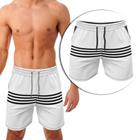 Shorts Tactel Bermuda Masculina Treino Esportivo Surf- Branco