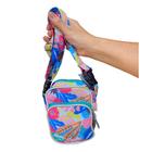 Shoulder Bag Mini Estampada com Bolsos, Zíper, Transversal de Lado