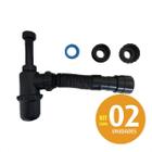 Sifão Sanfonado Universal Black Extensível até 50cm Kit 02un