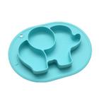 Silicone Cartoon Animal Bebê Split Plate Sucção Elefante Crianças Prato Tigela Prato De Prato Bebê Alimentando-se Comendo Louça Louça - HTTN