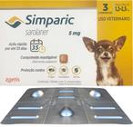 Simparic 1,3 a 2,5kg 5mg 3 Comprimidos Mastigáveis Palatáveis Pulgas Carrapatos Sarnas