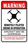 Sinal de metal CCPARTON Warning Drone em operação 30x20 cm