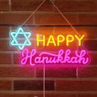 Sinal de néon Fadraney Happy Hanukkah Stars of David LED Light