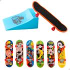 Skate de Dedo com Rampa Kit Radical X-Trick Miniatura Profissional Fingerboard Obstáculo Brinquedo Manobras com Lixa e Metal