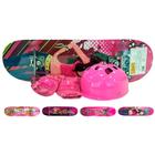 Mini Skate Feminino com Capacete Kit Proteção Rosa Esqueite - BFX - Mini  Skate - Magazine Luiza