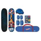 Skate Infantil Hot Wheels Com Kit Proteção F00106 - Fun