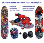 Skate Infantil Radical Homem Aranha Com Kit Segurança Menino 60CM - chicvida