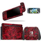 Skin Adesivo Protetor Para Nintendo Switch + Película Rosas Vermelhas Roses D1