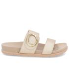 Slide Baixo Couro Dourado Maxi Enfeite